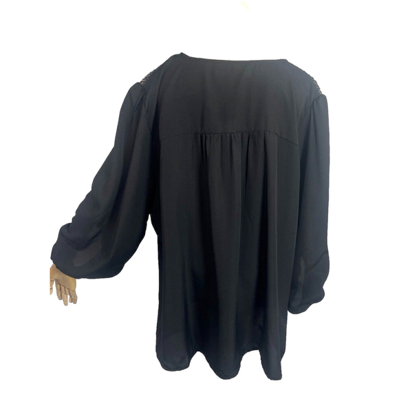 Avenue Black Beaded Balloon Sleeves Top Tunic Plus Size 26 28 New - Picture 2 of 15